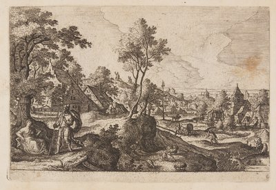Tavel 6, från Landskap med scener ur Gamla och Nya testamentet samt Ovidius Metamorfoser av Hans Bol