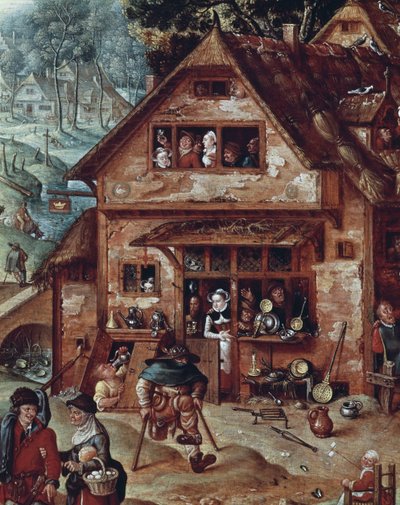 Taverna, detalj av byscen, målning av Hans Bol (1534-1593) av Hans Bol