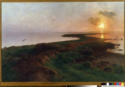 "Solnedgång i en lagun" Målning av Hans Ole Brasen (1849-1930) (dansk) 1897 Mikalojus Konstantinas Ciurlionis Museum of Fine Arts, Kaunas, Litauen av Hans Brasen