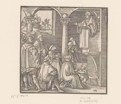 Martin Luther predikar i en kyrka av Hans Brosamer