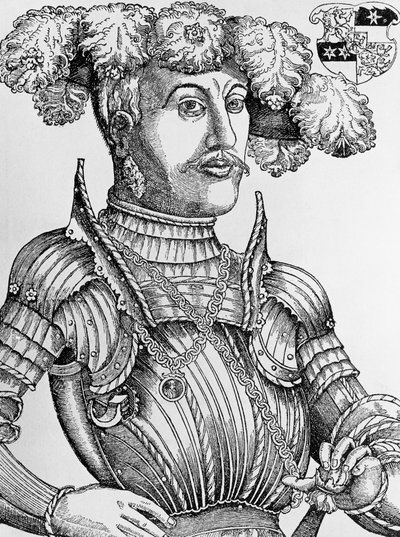 Porträtt av Filip I, landgrave av Hessen, känd som den storsinnade (1504-1567), gravyr av Hans Brosamer (1495-1554) av Hans Brosamer