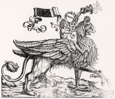 A Mounted Griffin, från Maximilians Triumphal Procession, c.1516-18 av Hans Burgkmair