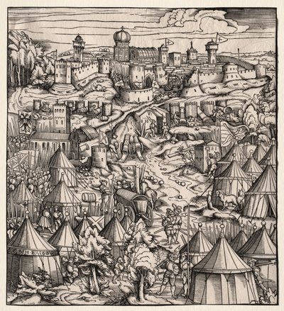 Der Weisskunig (Den vita kungen): Belägringen av Padua av Hans Burgkmair