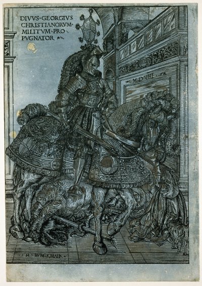 St George till häst, 1508 (chiaroscuro träsnitt) av Hans Burgkmair