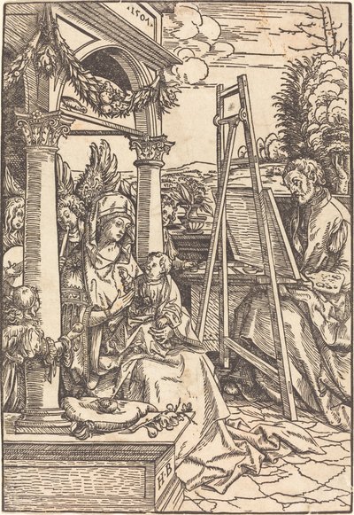 Saint Luke målar porträttet av jungfrun av Hans Burgkmair I