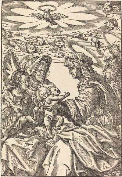 Den heliga familjen med Saint Anne och Saint Joachim av Hans Burgkmair I