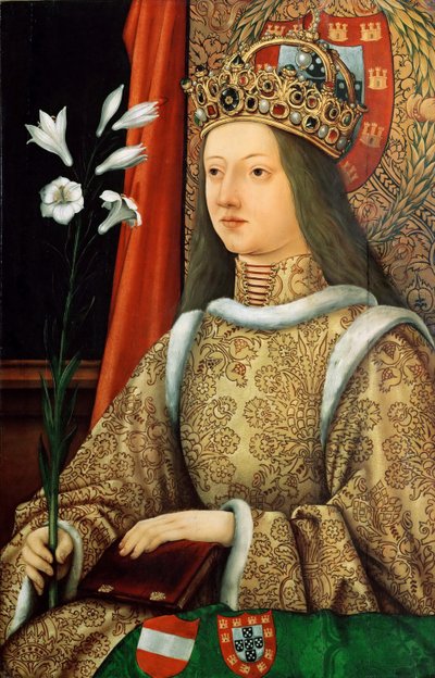 Porträtt av Eleanor av Portugal 1434-1467, heliga romerska kejsarinnan, efter 1468 av Hans Burgkmair the Elder
