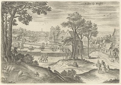 Utsikt över Ixelles Ixelles nära Bryssel (titel på objekt) Sevärdheter från Brysselområdet (serietitel) av Hans Collaert (I)