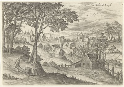Utsikt över Saint Gilles Sint Gielijs till Bryssel (titel på objekt) Ansikten från Brysselområdet (serietitel) av Hans Collaert (I)