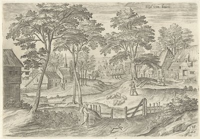 Vy över stallet Stal från ovan (titel på objekt) Sevärdheter från Brysselområdet (serietitel) av Hans Collaert (I)