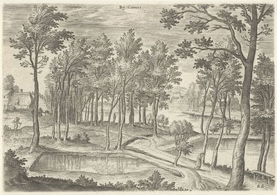 Utsikt över dammarna i La Cambre At Camere (titel på objekt) Sevärdheter från Brysselområdet (serietitel) av Hans Collaert (I)