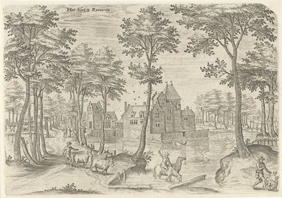 Utsikt över slottet Rivieren Reverend the lock (titel på objekt) Sevärdheter från Brysselområdet (serietitel) av Hans Collaert (I)