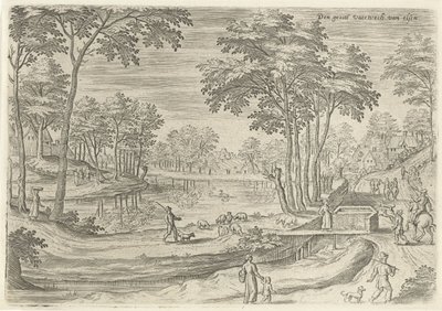 Utsikt över Ixelles-kanalen Den store vaerwech van Elsen (titel på objekt) Sevärdheter från Brysselområdet (serietitel) av Hans Collaert (I)