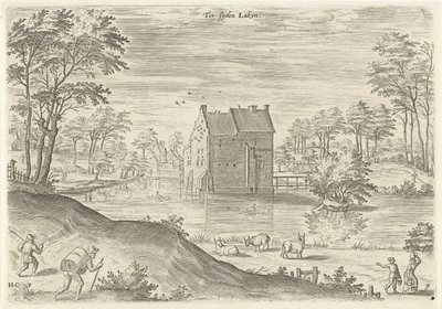 Utsikt över Coensborgs slott i Laken Tersijden Laken (titel på objekt) Sevärdheter från Brysselområdet (serietitel) av Hans Collaert (I)