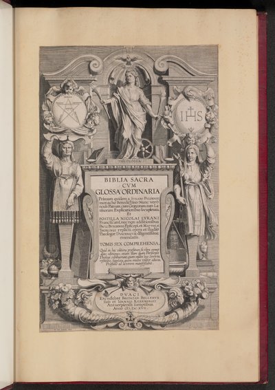 Titelsida för Biblia Sacra Cvm Glossa Ordinaria av Hans Collaert the Younger after Sir Peter Paul Rubens