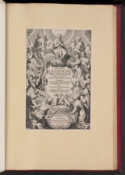 Titelsida för Pedro de Ribadineira och Heribert Rosweyde, Generale Legende der Heylighen av Hans Collaert the Younger after Sir Peter Paul Rubens