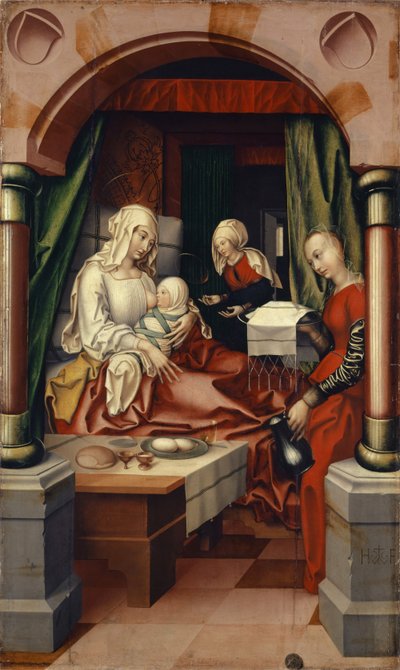 Jungfruns födelse, 1512 (tempera på duk) av Hans Fries