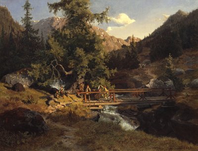 Folkdans på bron av Hans Gude