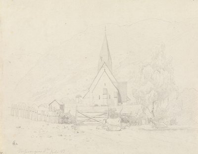 Vossevangen med Voss kyrka av Hans Gude