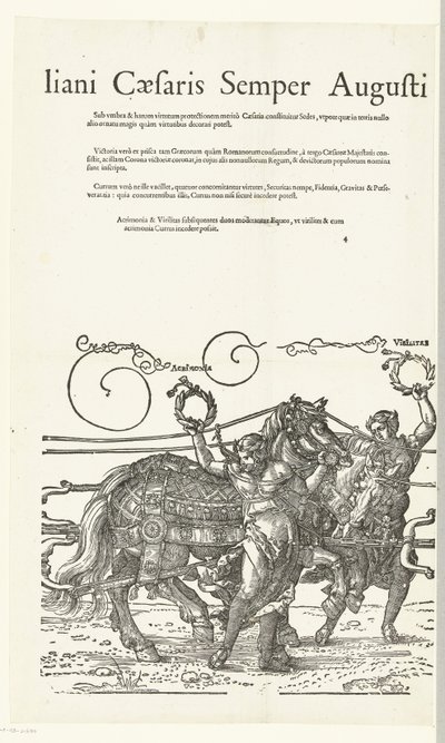 Triomfwagen van keizer Maximiliaan I Kopiering till Dürers Triomfwagen för keizer Maximiliaan I (serietitel) Detta är en triumfvagn för att hedra Invictus. Och den äroligaste Prins D. Maximilianus Caesaris Semper Augustus, Och genom Albertus av Hans Guldenmund