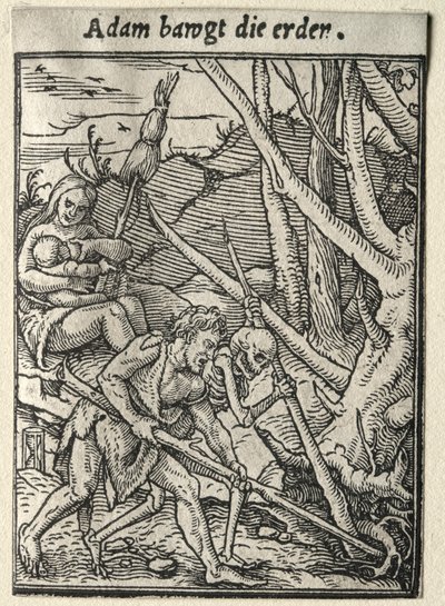 Dödsdansen: Adam Tilling the Ground. av Hans Holbein