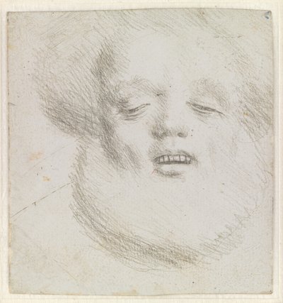 Huvudet på en skäggig man i ansiktet sett underifrån av Hans Holbein d.Æ.