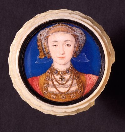Anne av Cleves, 1539 (wc på pergament monterat på elfenben) av Hans Holbein der Jüngere