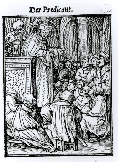 Döden och predikanten, ur "Dödsdansen", graverad av Hans Lutzelburger, ca 1538 av Hans Holbein der Jüngere