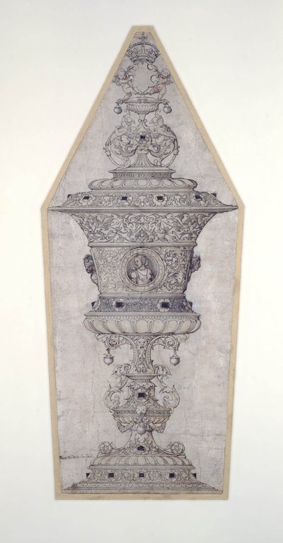 Design för Jane Seymour Gold Cup (penna och bläck och guld på papper) av Hans Holbein der Jüngere