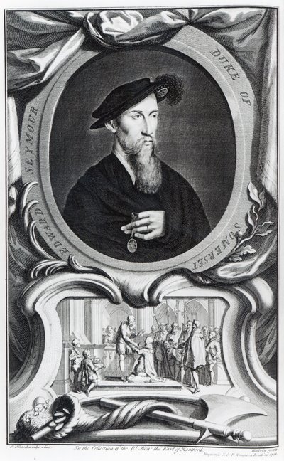 Edward Seymour, 1:e hertig av Somerset graverad av Jacobus Houbraken, 1738 av Hans Holbein der Jüngere