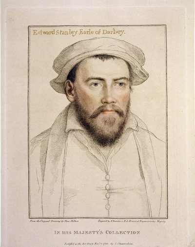 Edward Stanley Earle of Darby (1508-1572) graverad av Francesco Bartolozzi (1727-1815) 1793 av Hans Holbein der Jüngere