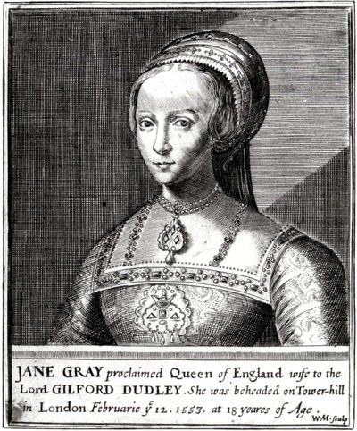 Jane Gray, graverad av William Marshall, 1648 av Hans Holbein der Jüngere