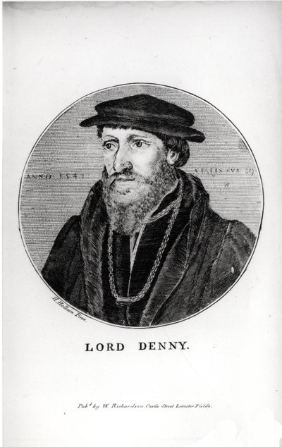 Porträtt av Sir Anthony Denny (1501-49) 1541, graverad av W. Richardson av Hans Holbein der Jüngere