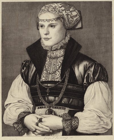Porträtt av en kvinna i 1500-talskläder av Hans Holbein der Jüngere
