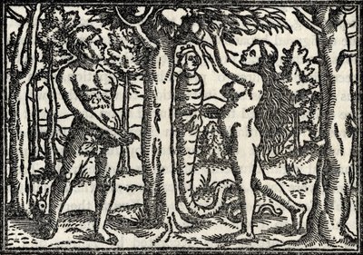 Adams och Evas fall, från "En katalog över en samling gravyrer, etsningar och träsnitt", av Richard Fisher, publicerad 1879 av Hans Holbein der Jüngere