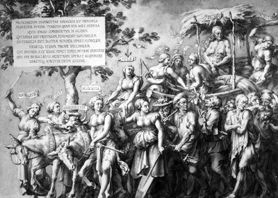 Fattigdomens triumf, tecknad av Jan de Bisschop, ca 1650 (penna, bläck och tvätt på papper) av Hans Holbein der Jüngere