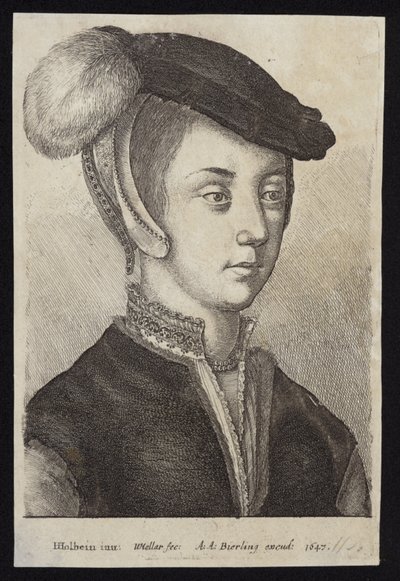 Ung kvinna med en mössa med fjäder av Hans Holbein der Jüngere