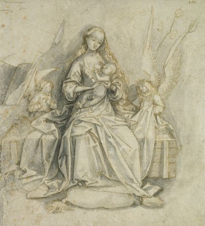 Madonna och barn (penna och brunt bläck med penna på papper) av Hans Holbein the Elder