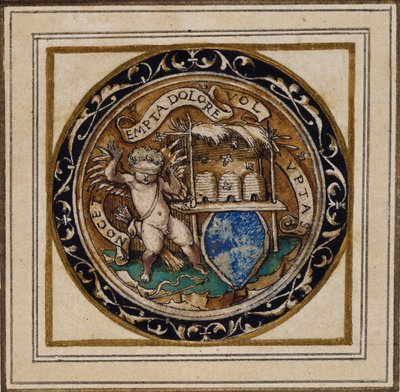 Amor stucken av bin - Design för ett hänge eller hattmärke, c.1532-43 (penna och bläck på papper) av Hans Holbein der Jüngere