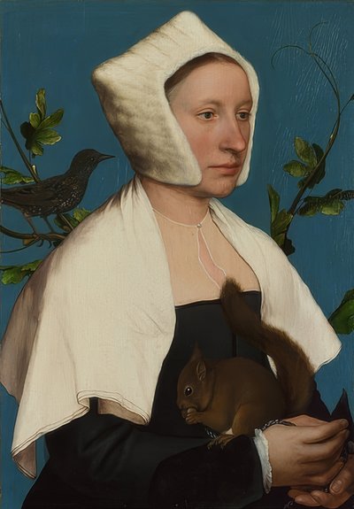 Dam med ekorre och stjärna (Anne Lovell?). Omkring 1526-28 av Hans Holbein der Jüngere