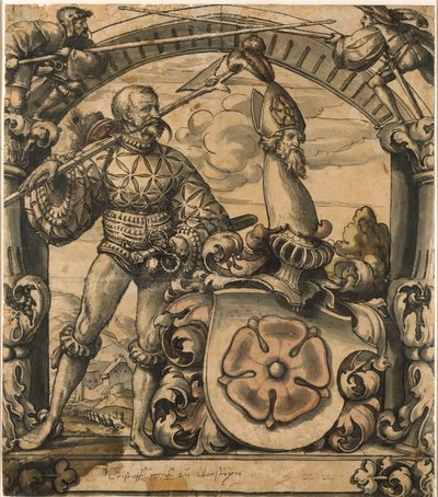 Design för en heraldisk panel av målat glas, 1522 av Hans Holbein der Jüngere