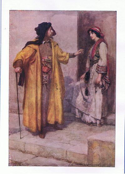 Hear you me, Jessica: lock up my doors (The Merchant of Venice), från The Complete Works of Shakespeare publicerad av George Harrap & Co Ltd, 1920-talet av Hans Holbein der Jüngere
