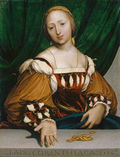 Laïs av Korinth, 1526 (olja på limewood) av Hans Holbein der Jüngere