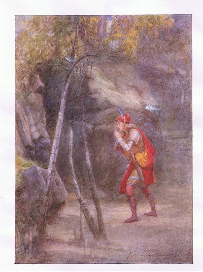 Nej! vem är här? Om något är det civilt talat (Cymbeline), från The Complete Works of Shakespeare publicerad av George Harrap & Co Ltd, 1920-talet av Hans Holbein der Jüngere