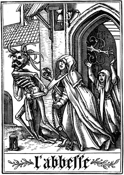 Abbedissan besökt av döden, 1538 av Hans Holbein der Jüngere