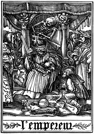Kejsaren besöktes av döden, 1538 av Hans Holbein der Jüngere