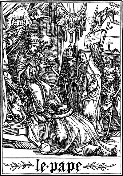 Påven besöktes av döden, 1538 av Hans Holbein der Jüngere