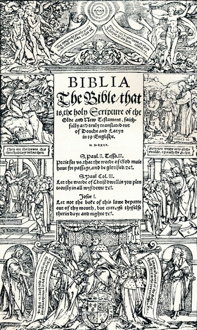Titelsida av Coverdales English Bible, 1535 av Hans Holbein der Jüngere