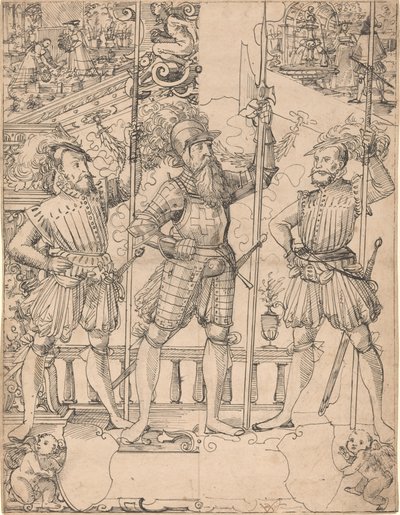 Halberdier och Two Pikemen av Hans Jakob Plepp