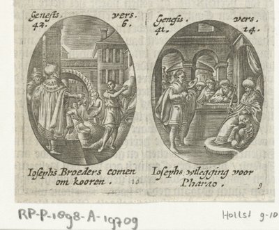 Josef säljer spannmål till sina bröder / Josef tolkar faraos dröm Scener ur Josephs liv (serietitel) av Hans Janssen